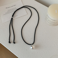 s925纯银圆珠黑绳项链轻奢高级感韩系时髦毛衣链女款秋冬配饰送女朋友老婆情人节七夕生日礼物