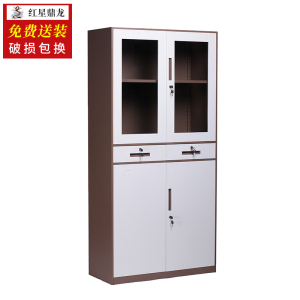 红星鼎龙 钢制套色办公文件柜铁皮柜带锁资料档案财务凭证书柜收纳储物柜子