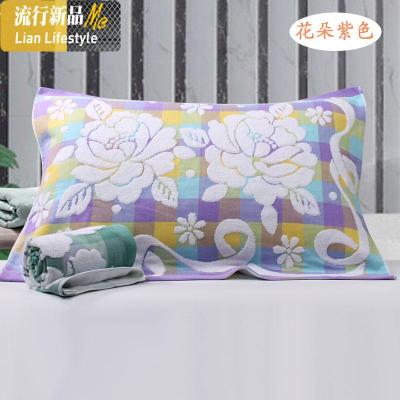 棉柔软4层纱布加厚儿童学生枕巾不毛不色 三维工匠