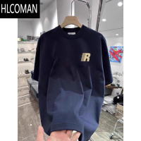 HLCOMAN美系复古字母短袖T恤男夏季潮牌宽松百搭情侣半袖上衣服