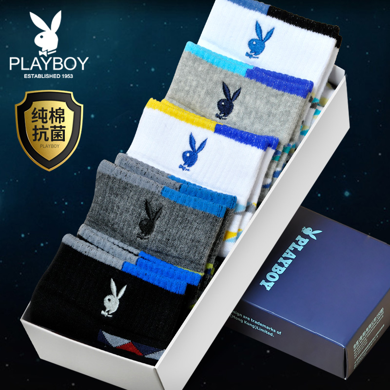 花花公子男士袜子吸汗防臭透气纯棉春夏薄款休闲运动短袜中筒棉袜