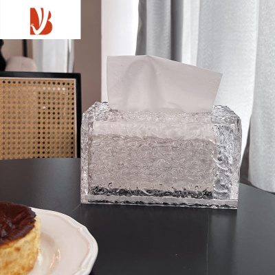 三维工匠ins亚克力纸巾盒创意客厅桌面餐巾纸多收纳盒轻奢抽纸盒 亚克力纸巾盒中号