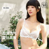新款法式性感美胸带蕾丝内衣女士超薄款大胸显小纯欲聚拢文胸套装_410