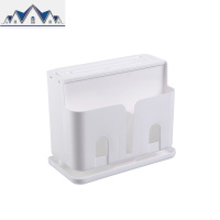 厨房创意多功能七孔位三分格刀架置物架用品沥水收纳架筷子笼塑料 三维工匠