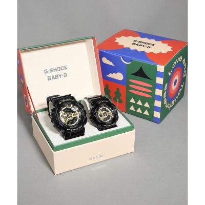卡西欧(CASIO)情侣对表石英手表中性款黑金系列防水防震耐用配对表