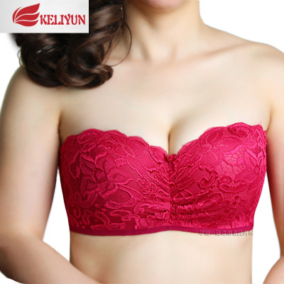 可莉允无肩带聚拢防滑薄款大胸上托婚纱小胸抹胸式隐形文胸罩内衣女裹胸抹胸