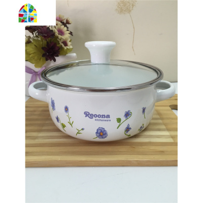 带盖双柄汤锅加厚珐琅炖锅汤锅小锅婴儿煮热牛奶锅电磁炉 FENGHOU 18厘米盖仙凡之恋汤锅