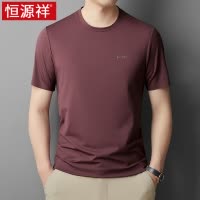 恒源祥冰丝短袖t恤男桑蚕丝圆领高端夏季凉感丅恤男士打底体恤衫