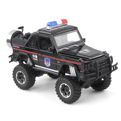 新款1:32仿真大g合金越野皮卡警汽车模型摆件男孩儿童滑行玩具车 特警