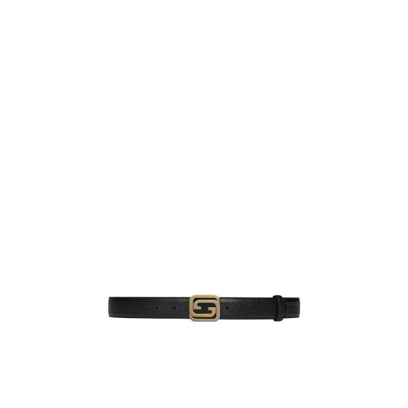 古驰(GUCCI)男款皮革方形互扣徽标搭扣腰带百搭休闲商务皮带3cm宽度