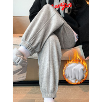 灰色运动裤子女加绒秋冬新款宽松显瘦萝卜小个子束脚休闲卫裤_168