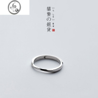JiMi猫蛰S925银银莫比乌斯环情侣戒指一对小众设计开口可调节素圈简约