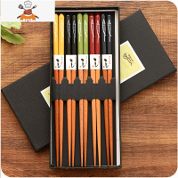 竹木筷子全家用区分家庭筷子套装5双日式高颜值实木快子一人一筷 敬平 秋刀鱼