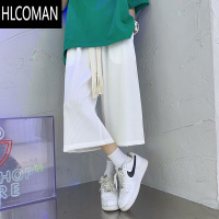 HLCOMAN300斤加肥加大男装短裤夏季新款港风休闲七分阔腿裤冰丝裤男潮牌