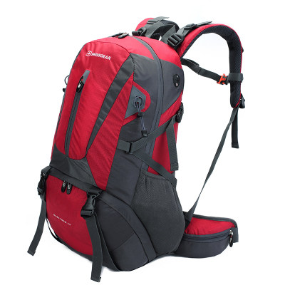 瑞士军刀SWISSGEAR登山包40L时尚潮流休闲运动包旅行背包男女户外登山双肩包配防雨罩JP-3340II红/灰