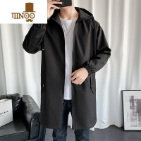 YANXU韩版风衣男士中长款潮牌休闲大衣外套青少年感痞帅连帽