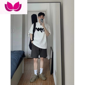 七斓情侣短袖夏季美式vibe风t恤小众设计感男装上衣字母印花圆领半袖