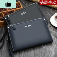 新款手拿包男头层牛皮男士信封大容量手抓包夹包软皮休闲潮NEW LAKE