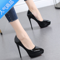 SUNTEK鞋子女2023新款豆沙色百搭女鞋尖头高跟鞋细跟防水台浅口单鞋12M