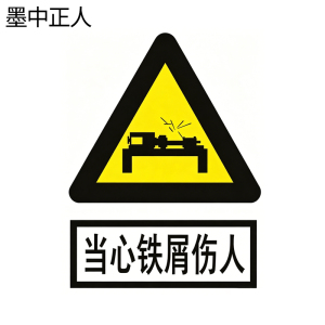 墨中正人当心铁屑伤人标识500*460mm块