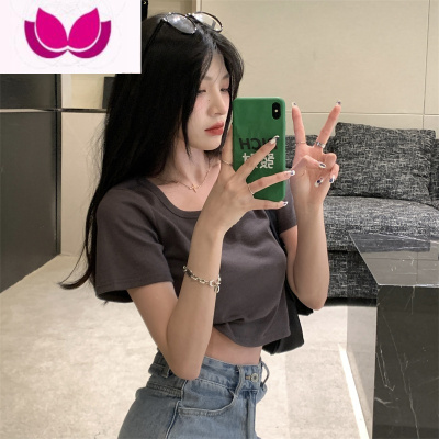 七斓短袖T恤女高腰设计感小众体恤半袖潮ins夏季短款甜酷辣妹露脐上衣