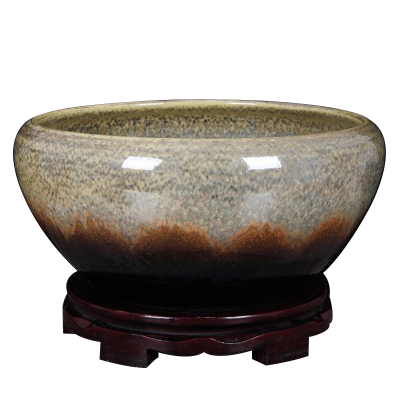 艺锦蓝国产现代中式中国江西景德镇市手绘陶瓷鱼缸窑变创意养鱼盆乌龟缸睡莲盆碗莲盆荷花缸客厅风水摆件高温窑变特大号