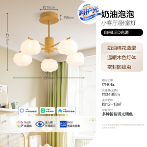 欧普照明小某书网红奶油风装饰吊灯自带LED光源全光谱餐厅吊灯卧室氛围灯
