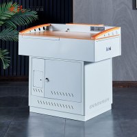 质凡钢制多媒体讲台学校教室老师讲课桌幕布投影中控电子讲台