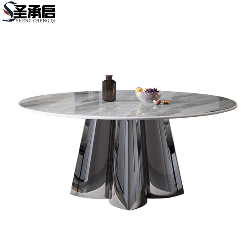 圣承启旋转餐桌1.3米六椅张