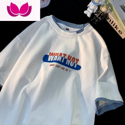 七斓潮牌短袖t恤男夏季高街新款假半袖上衣设计感印花情侣体恤衫