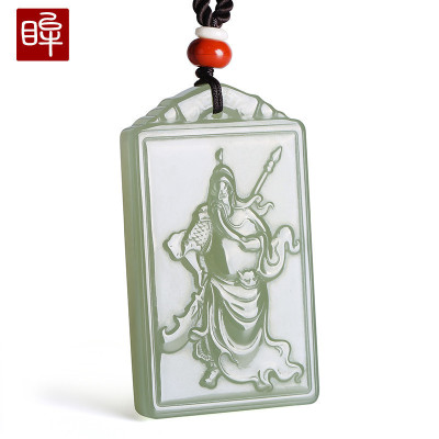 印象眸和田玉关公玉牌男款玉佩忠义关羽吊坠关二爷玉石挂件附证书玉牌