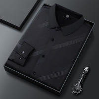 衬衫男长袖春秋季新款商务休闲免烫中年爸爸衬衣男士寸衣