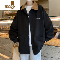 YANXU日系复古撞色翻领工装外套男秋季新款街头痞帅感长袖衬衣夹克