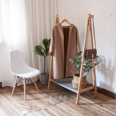 实木衣帽挂衣架原木榉木北欧木头多功能落地简易衣服架子卧室家用