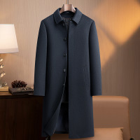 秋冬长款脱卸兔毛皮内胆含山羊绒桑蚕丝绵羊毛双面呢大衣男士外套