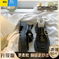 聚范厚底黑色小皮鞋女2024夏秋新款圆头粗跟增高英伦风日系jk乐福单鞋