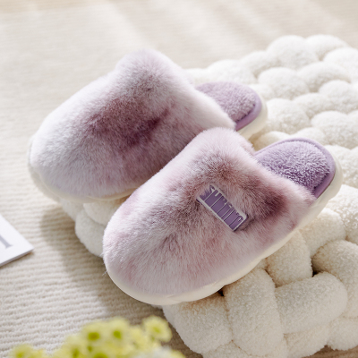 达拉熊扎染棉拖鞋女暖绒毛毛拖秋冬季室内地板居家用保暖加绒防滑男