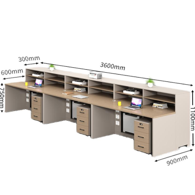 怡卓欧办公桌三人位3.6米+活动柜组