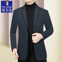 啄木鸟2025秋季新款男士西服中年休闲西装外套春秋修身上衣爸爸装