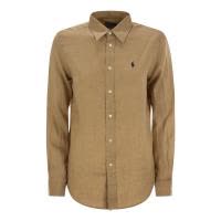 Polo Ralph Lauren女式长袖扣领衬衫亚麻透气舒适日常通勤穿搭