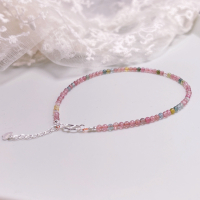 森系天然糖果色碧玺脚链性感脚环旺夫石纯银简约韩版气质水晶脚饰送女朋友老婆情人节七夕生日礼物