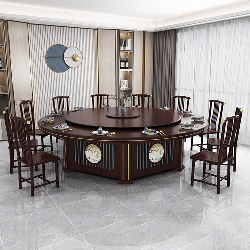 绵冠(MIANGUAN) 1.6m新中式实木大圆桌餐桌酒店餐桌