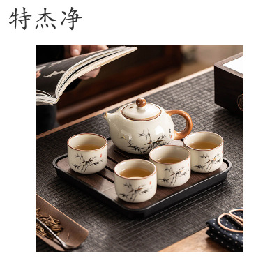 特杰净TJ-CJ101 茶具一壶四杯带茶盘(含茶夹、茶巾)(计价单位:套)