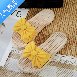 SUNTEK拖鞋女夏沙滩外穿家居室内2023可爱软底防滑蝴蝶结沙滩鞋平跟凉鞋