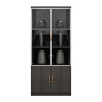 汐岩办公文件柜落地板式文件柜板式高柜资料柜玻璃书柜8002