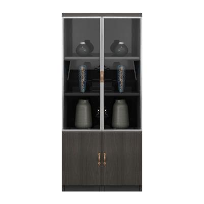 汐岩办公文件柜落地板式文件柜板式高柜资料柜玻璃书柜8002