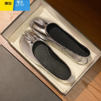 聚范4cm小个子内增高银色猪蹄分趾鞋女马蹄鞋平底浅口芭蕾舞单鞋