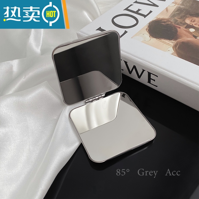 敬平ins风不锈钢双面小号镜子女手持便携式折叠宿舍随身翻盖式化妆镜 方镜子(不赚钱~交个朋友)便携式用镜