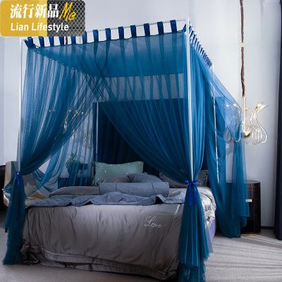 落地宫廷蚊帐三开公主双人床1.5m1.8米单人1.2加大2.0家用加密 三维工匠