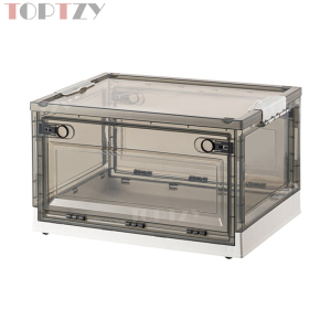 toptzy TZ5071703 户外便携透明折叠箱家用衣物防尘储物柜 特大号 茶色配白